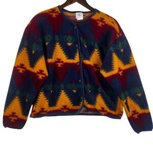 David Wayne Vintage Aztec Fleece Women’s SZ LG Ultra Soft Button Up